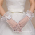 Short Tulle Five Finger Bridal Gloves for Wedding